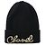 Chanel Berretto in cashmere con lettere di paillettes Nero