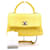 Chanel Borsa Tote Media Python Coco Handle Vintage Silver con Tracolla a Catena Giallo Pelle