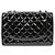 Chanel Borsa Classic Handbag Single Flap Large in vernice nera Nero - vista 3