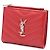 Saint Laurent Red Leather Monogram Zip Wallet - view 2