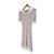 Miu Miu Vestido midi de punto a rayas de algodón para mujer Blanco