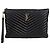 Saint Laurent Clutch Bag New Medium in chevron nero e metallo dorato