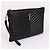 Saint Laurent Clutch Bag New Medium in chevron nero e metallo dorato - vista 4