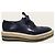Prada Scarpe Clipper Wingtip in vitello Navy con suola espadrillas Blu - vista 2