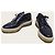 Prada Scarpe Clipper Wingtip in vitello Navy con suola espadrillas Blu - vista 3