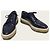 Prada Scarpe Clipper Wingtip in vitello Navy con suola espadrillas Blu - vista 4