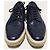 Prada Scarpe Clipper Wingtip in vitello Navy con suola espadrillas Blu - vista 6