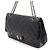 Chanel Vintage Schultertasche mit Klappe und silberner Kette Schwarz - Ansicht 2