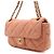Chanel Mini borsa a tracolla con patta e catena in tela jersey rosa - vista 2