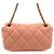 Chanel Mini borsa a tracolla con patta e catena in tela jersey rosa - vista 4