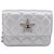 CHANEL Chain Shoulder Pouch Matelasse Leather Silver CC Auth 195507M Silvery - view 2