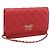Portafoglio a catena CHANEL Matelasse Double Piece in pelle d'agnello rosso e oro CC Auth 196801SAM D'oro