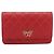 Portafoglio a catena CHANEL Matelasse Double Piece in pelle d'agnello rosso e oro CC Auth 196801SAM D'oro - vista 2