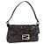Borsa a tracolla FENDI Mamma Baguette Nylon e Paillettes 2 vie Marrone Oro Auth 196362SM D'oro