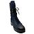Stivaletti combat stringati in denim blu e pelle nera Chanel