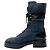 Stivaletti combat stringati in denim blu e pelle nera Chanel - vista 3