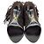 Stivaletti peep toe con frange in camoscio marrone scuro Prada - vista 6