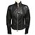 Dsquared2 Black Zip Front Leather Jacket with Fabric Trim