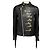 Sacai Black Luck handbemalte Lederjacke mit Fransen Schwarz