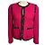 Autre Marque St. John Strickjacke in Fuchsia-Pink mit Tweed-Besatz