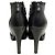 Botas de cano curto Chanel em couro preto com borda recortada e bico acolchoado - vista 5