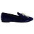 Pantofole smoking Giuseppe Zanotti in velluto cipriato viola con nappe di cristallo - vista 2