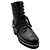 Botas de combate con cordones de piel charolada arrugada negra Chanel Negro