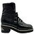 Botas de combate con cordones de piel charolada arrugada negra Chanel Negro - vista 2