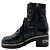 Botas de combate con cordones de piel charolada arrugada negra Chanel Negro - vista 3