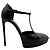 Décolleté T Strap Saint Laurent in pelle di serpente nera con borchie argentate Nero - vista 2
