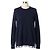 Sacai dunkelblauer Wollstrick-Pullover mit transparentem Chiffon-Rücken Marineblau