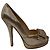 Fendi Gold Deco Textured Leather Double Platform Bow Peep Toe Pumps - view 2