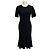 Herve Leger Vestido The Isabel Midi em malha bandage preta com mangas curtas e bainha com folhos