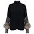 Jersey de cachemira con ribete de piel Agnona Black / Grey / Taupe