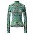 Top stretch a maniche lunghe con stampa floreale multicolore verde / blu Mary Katrantzou