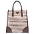 Tote plana em tweed com acabamento em Vitello Prada bege