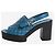 Chanel Mules con platform in pelle trapuntata blu - size EU 38.5