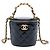 Chanel Afternoon Tea Vanity Case mit oberem Griff aus schwarzem gestepptem Lackleder mit Kette