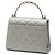 Chanel Mini CC Metallic Lambskin Top Handle Clutch con catena, argento - vista 2