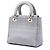 Dior Gray Medium Embroidered Canvas Cannage Lady D Lite Marrone Grigio - vista 2