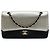 Chanel Silver Medium Classic Bicolor Caviar and Iridescent Calfskin Double Flap
