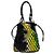 Borsa bucket Prada in pelle mesh nera e tessuto stampato tie-dye Nero - vista 2