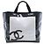 Tote Chanel White CC Quilted em algodão e PVC perfurado