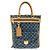 Borsa a mano Shopper piatta Louis Vuitton Monogram Denim Blu