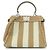Fendi SELLERIA Peekaboo Mini Handtasche Beige Hellbraun
