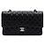 Chanel Borsa a tracolla media in pelle caviar nera classica con catena argentata Nero - vista 2