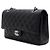 Chanel Borsa a tracolla media in pelle caviar nera classica con catena argentata Nero - vista 3