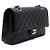 Chanel Borsa a tracolla media in pelle caviar nera classica con catena argentata Nero - vista 4