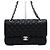 Chanel Borsa a tracolla Classic Medium in caviale nero con catena argentata - vista 2