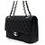 Chanel Borsa a tracolla Classic Medium in caviale nero con catena argentata - vista 3